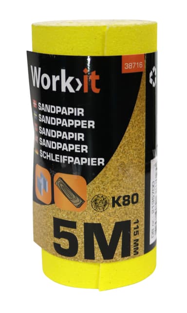 Work>it® K80 sandpapper 11,5×500 cm 1 rulle