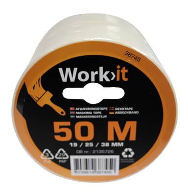 Work>it® maskeringstejp 3-pack med 19/25/38 mm x 50 meter
