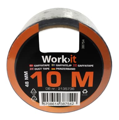 Work>it® gaffatejp 48 mm × 10 meter svart
