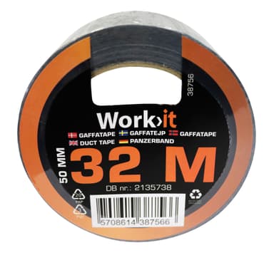 Work>it® gaffatejp 50 mm × 32 meter svart