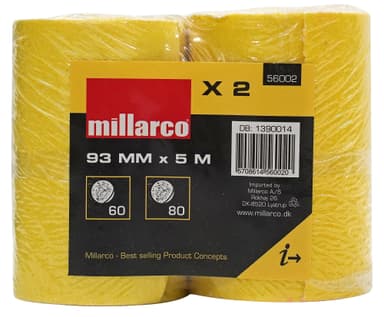 Millarco® slippapper 93 x 5 meter K60 och K80