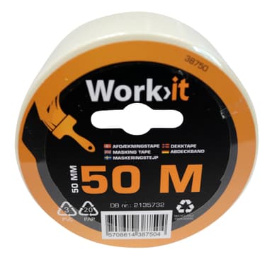 Work>it® maskeringstejp 50 mm x 50 meter