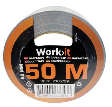 Work>it® gaffatejp 50 mm × 50 meter grå
