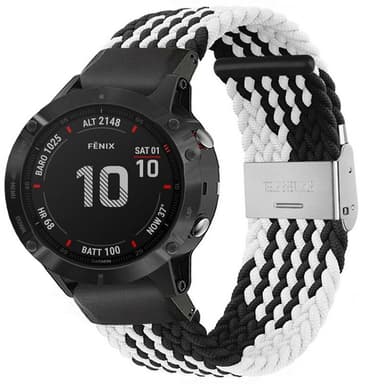 Flätat Elastiskt Armband Garmin Fenix 6X - Svart/Vit
