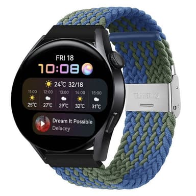 Flätat Elastiskt Armband Huawei Watch 3 (46mm) - Blågrön