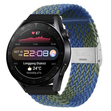Flätat Elastiskt Armband Huawei Watch 3 Pro (48mm) - Blågrön