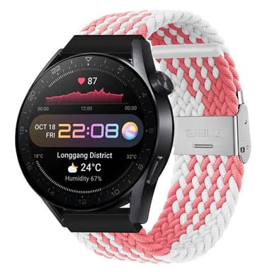 Flätat Elastiskt Armband Huawei Watch 3 Pro (48mm) - Rosa/Vit