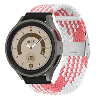 Flätat Elastiskt Armband Samsung Galaxy Watch 5 Pro (45mm) - Rosa/Vit