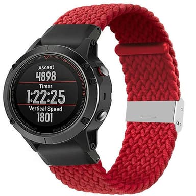 Flätat Elastiskt Armband Garmin Fenix 5X - Mörkröd
