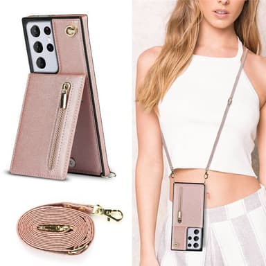 Zipper necklace case Samsung Galaxy S21 Ultra - Rosè