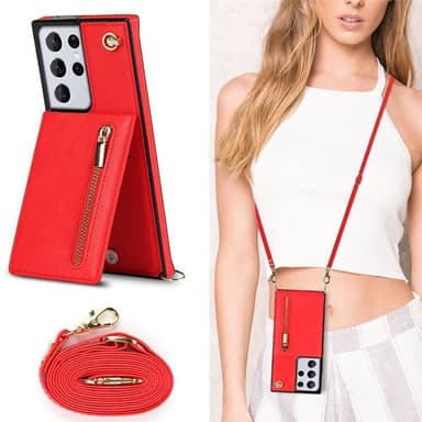 Zipper necklace case Samsung Galaxy S21 Ultra - Röd