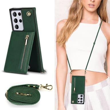 Zipper necklace case Samsung Galaxy S21 Ultra - Grön
