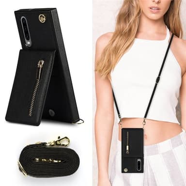 Zipper necklace case Huawei P30 - Svart
