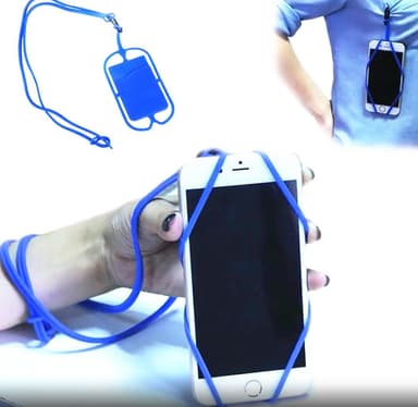 Korthållare till mobilen med band Blå
