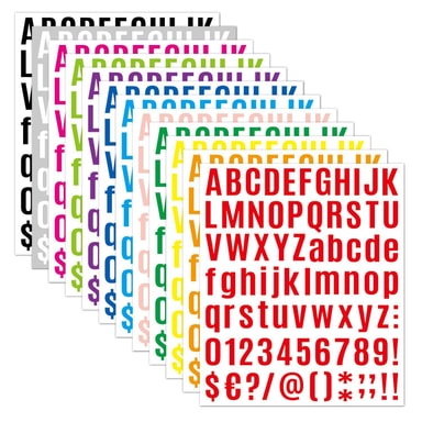 Klisterm rken Bokst ver Och Siffror Flerf rgad 12 Ark 972 Stickers 