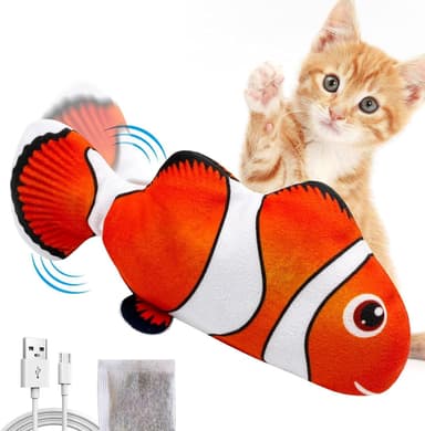 Interaktiv kattleksak Sprattlande fisk Orange/vit