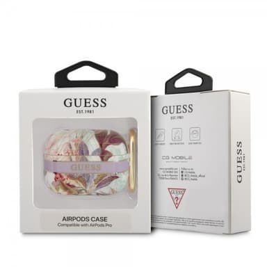 Guess AirPods Pro Skal Flower Print & Gold Hook Lila