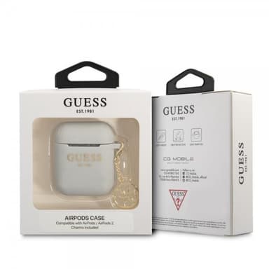 Guess AirPods 1/2 Skal Classic Logo 4G Charm Grå