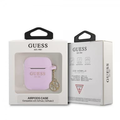 Guess AirPods 1/2 Skal Classic Logo 4G Charm Lila