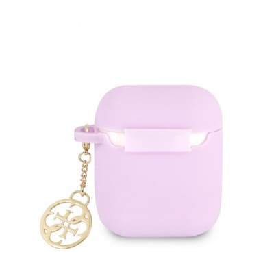 Guess AirPods 1/2 Skal Classic Logo 4G Charm Lila