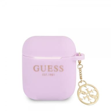 Guess AirPods 1/2 Skal Classic Logo 4G Charm Lila
