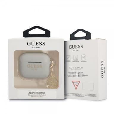Guess AirPods 3 Skal Classic Logo 4G Charm Grå