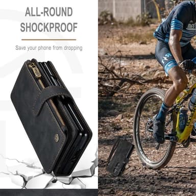Samsung Galaxy Z Fold 3 CASEME Retro läder plånboksfodral Svart