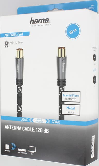 Hama 120dB antennkabel (svart/grå, 10m)