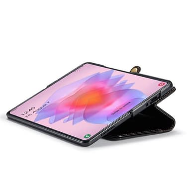 Mobilplånbok 3-kort äkta läder Samsung Galaxy Z Fold 4 - Svart