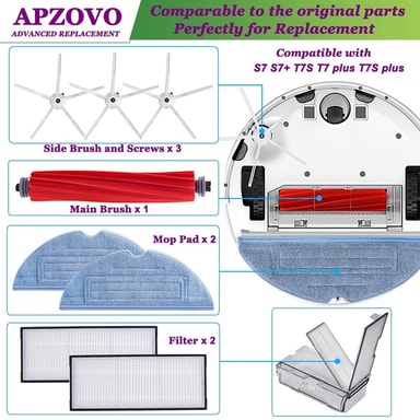 Kit De Remplacement Pour Roborock S7 S7 Plus S7 Pro Ultra S7 MaxV Ultra S7 Maxv Robot Aspirateur Accessoires 4 Filtres Hepa Et 4 Brosses Laterales Et 6 Chiffons De Vadrouille 83663787