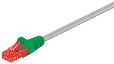 CAT 6 korsad patchkabel, U/UTP, grå, grön