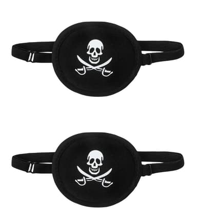 3D ögonmask för ett öga med piratmotiv 2-pack Svart
