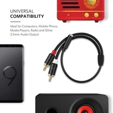 3,5 mm till RCA-kabel Svart