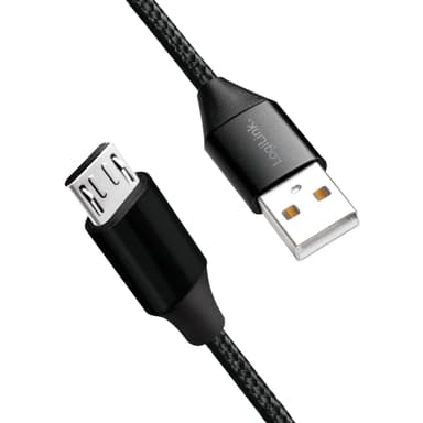 USB-MicroUSB Ladd/synk-kabel 15W 0,3m TextiL