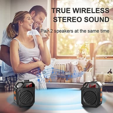 Bluetooth-högtalare med digital klocka IPX7 vattentät Svart
