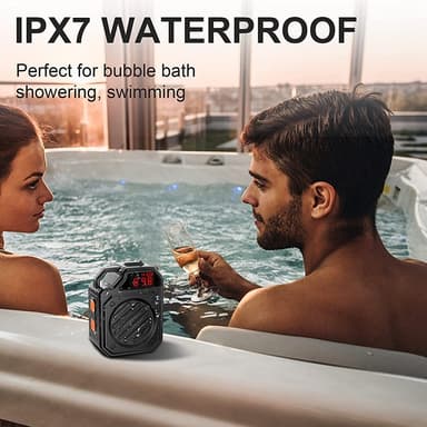 Bluetooth-högtalare med digital klocka IPX7 vattentät Svart
