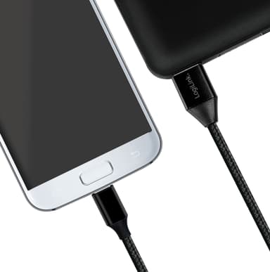 USB-MicroUSB Ladd/synk-kabel 15W 0,3m TextiL