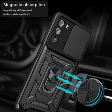 SKALO Motorola Moto G52 Armor Hybrid Metallring Kameraslider - Röd