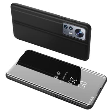 SKALO Xiaomi 12 Pro Clear View Spegel fodral - Svart