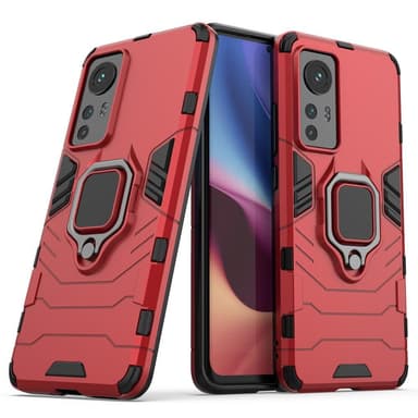 SKALO Xiaomi 12 Armor Hybrid Metallring skal - Röd