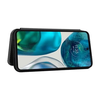 SKALO Motorola Moto G52 Carbon Fiber Plånboksfodral - Svart