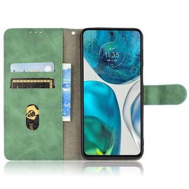 SKALO Motorola Moto G52 Matt PU-Läder Plånboksfodral - Grön