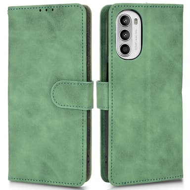 SKALO Motorola Moto G52 Matt PU-Läder Plånboksfodral - Grön