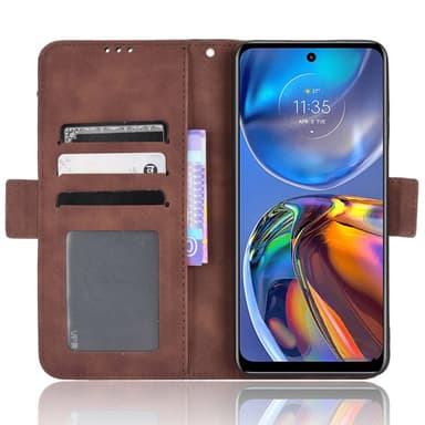 SKALO Motorola Moto E32/E32s 6-FACK Plånboksfodral - Brun