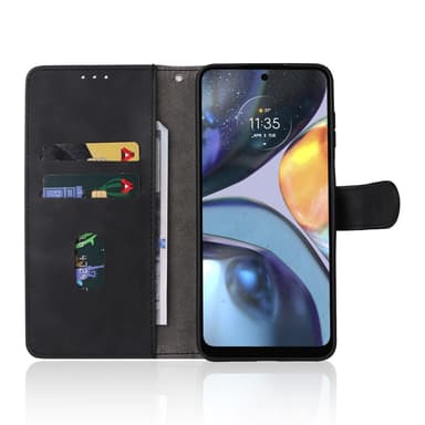 SKALO Motorola Moto G22 Matt PU-Läder Plånboksfodral - Svart