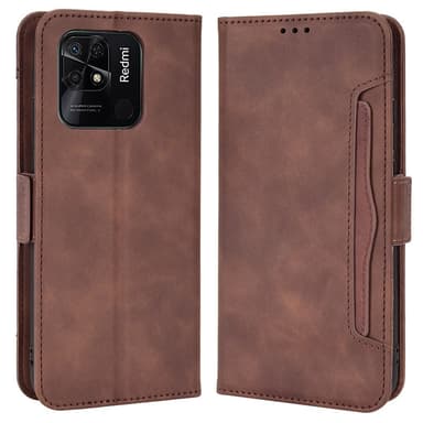 SKALO Xiaomi Redmi 10C 6-FACK Plånboksfodral - Brun