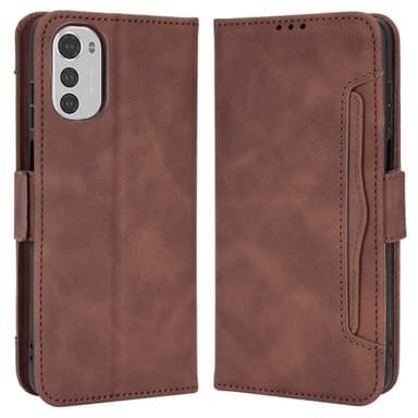 SKALO Motorola Moto E32/E32s 6-FACK Plånboksfodral - Brun