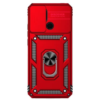 SKALO Xiaomi Redmi 10C Armor Hybrid Metallring Kameraslider - Röd
