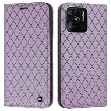 SKALO Xiaomi Redmi 10C Romb Litchi Plånbok - Lila