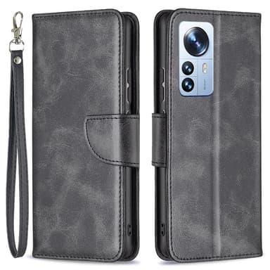 SKALO Xiaomi 12 Pro Plånboksfodral i PU-Läder - Svart